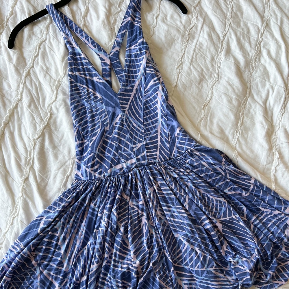 (urban outfitters) purple & blue swirl print flowy short romper